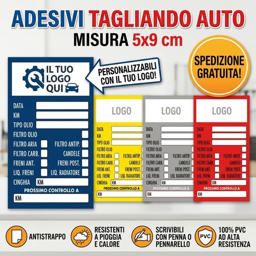 250 adesivi tagliando - auto, pvc